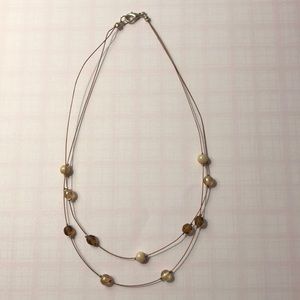 2 strand wire necklace with beads